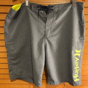 NWOT Hurley Blue/Gray and Yellow Board Shorts Quick-Dry Performance size 36